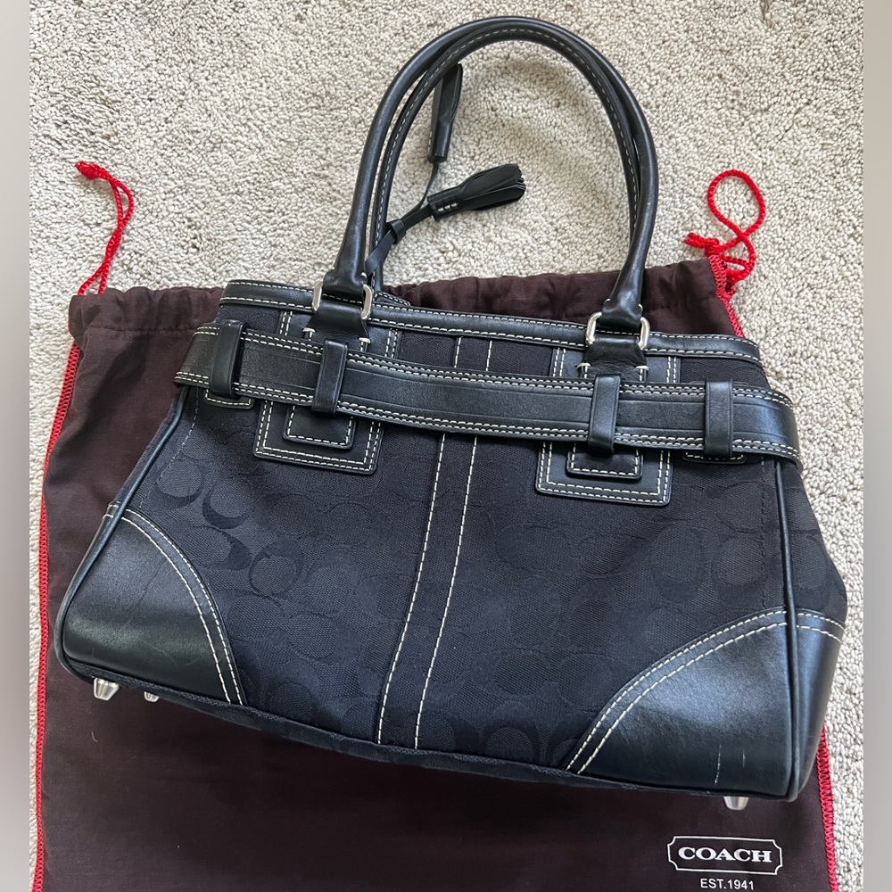 Vintage Coach Black Signature Handbag